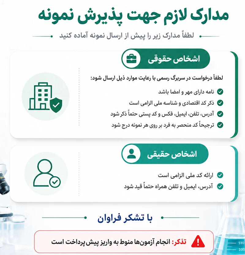 مدارک پذیرش نمونه